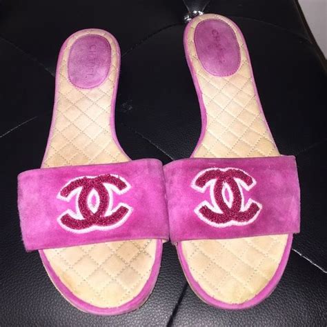 chanel pink suede slip on|chanel sandals canada.